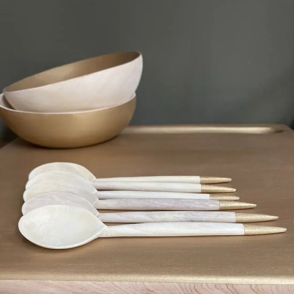 Ustensiles de cuisine - Cuiller ovale en citronnier dorée - BAAN