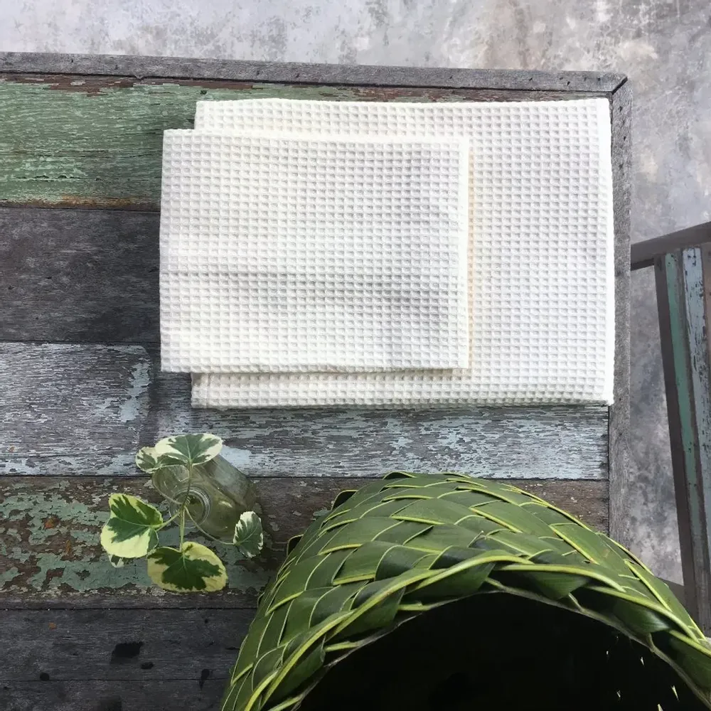 Linge de lit - Linge de bain Bio - nid d'abeille - Essuie main - BAAN