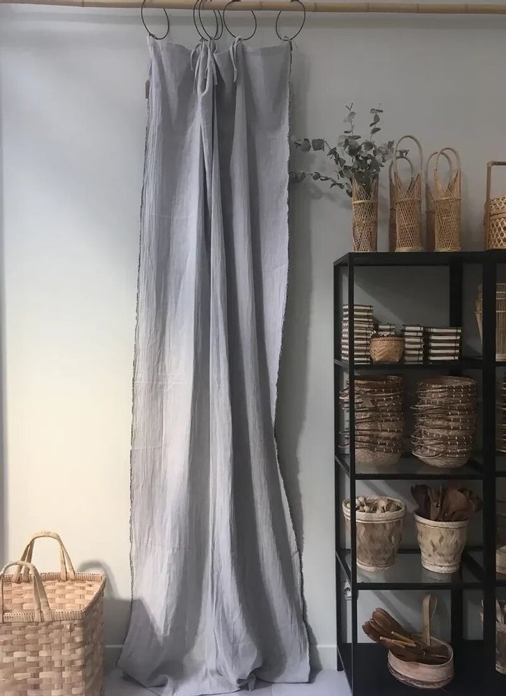 Rideaux et voilages - Rideaux Ava - Ecrus - 14 anneaux acier noir - BAAN