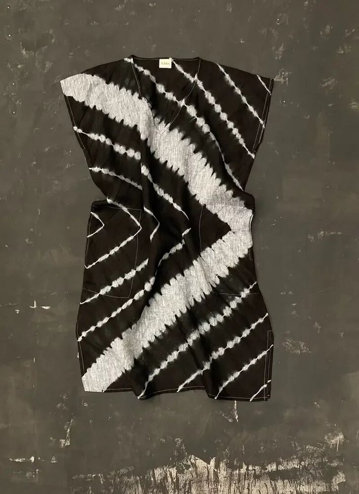 Prêt-à-porter - Robe en lin tie dye - Noir - BAAN