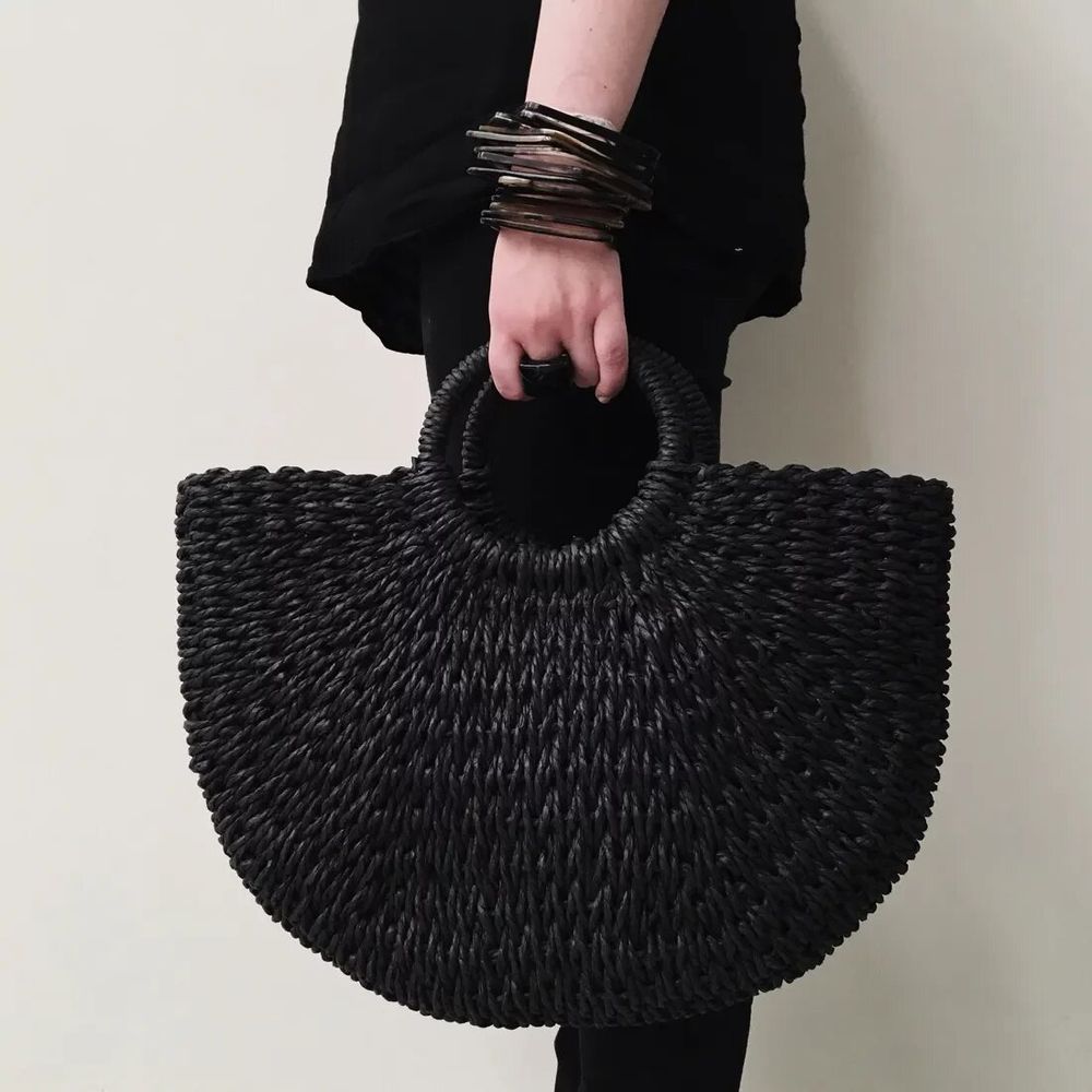 Sacs et cabas - Sac à main en bananier noir - BAAN