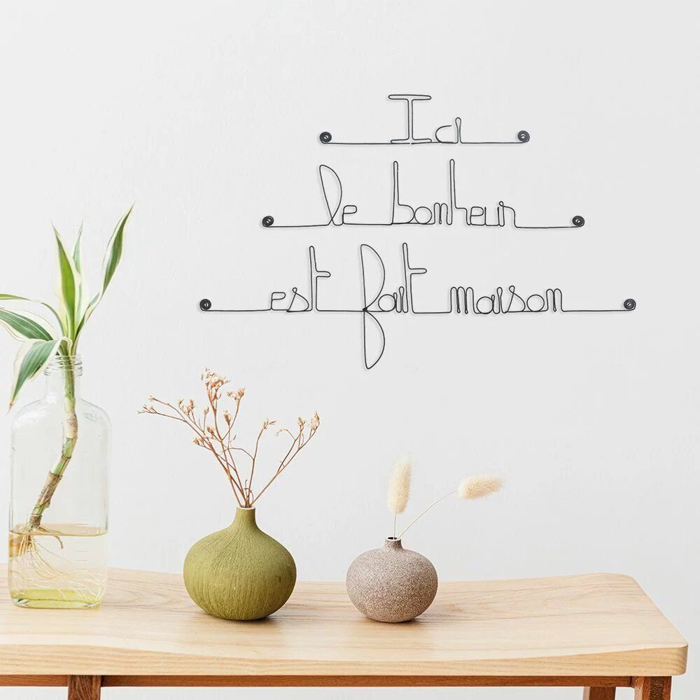 Autres décorations murales - Citation Décoration Murale Métal "Ici le bonheur est fait maison" - BIJOUX DE MUR
