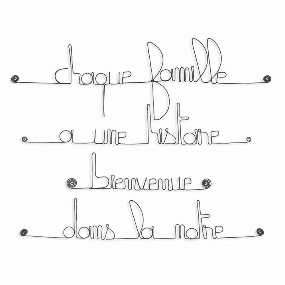 Autres décorations murales - Décoration murale en fil de fer - "Citation Famille " - BIJOUX DE MUR