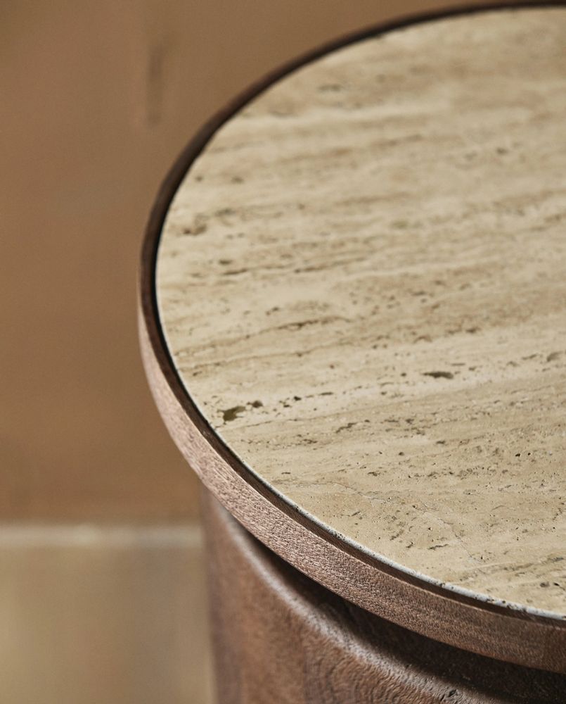 Autres tables - Table d'appoint KWANDO avec plateau en travertin - nature - NORDAL