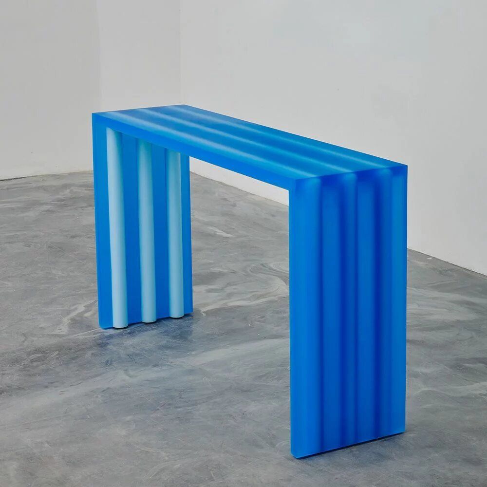 Console table - Tube Console Table in Blue Epoxy Resin by Facture - TULESTE FACTORY