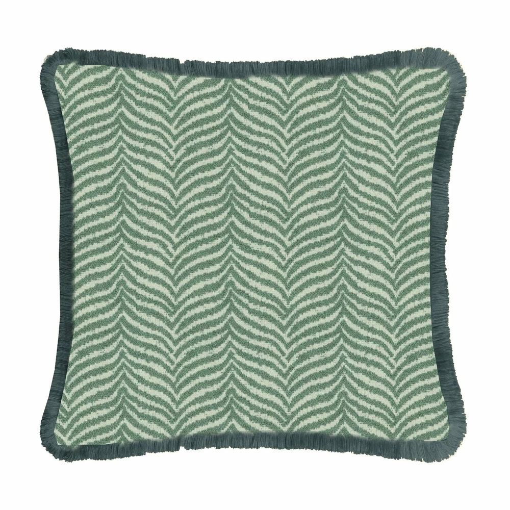 Couettes et oreillers - Zebra Green Fringed Cushion - LO DECOR