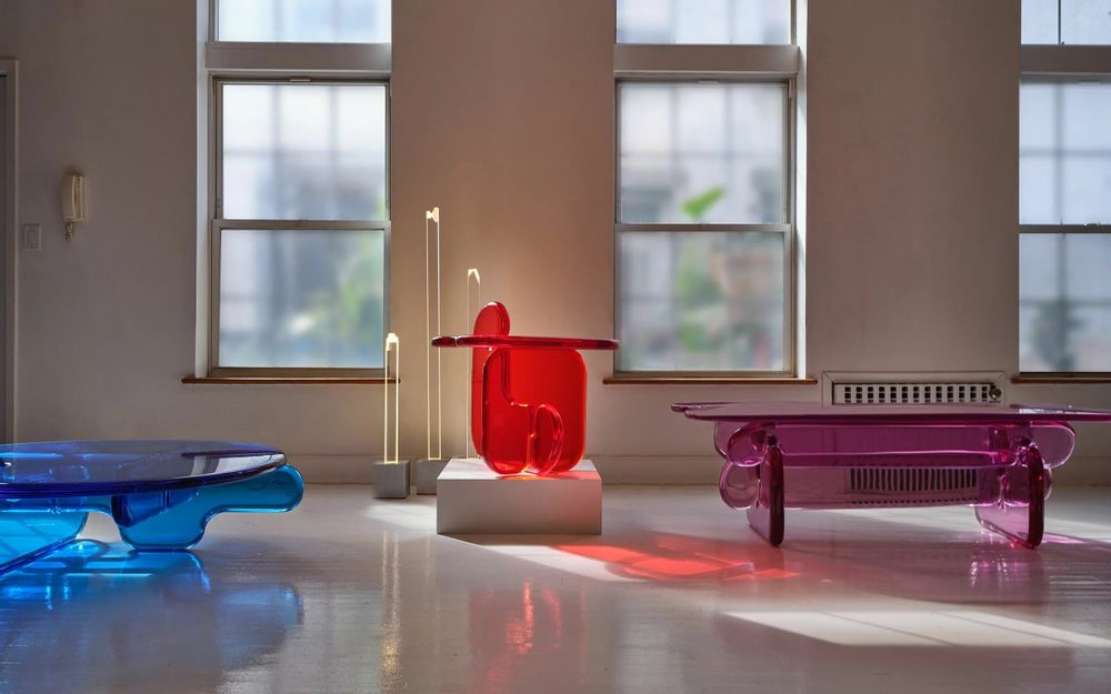 Autres tables  - Table d'appoint PLUMP en résine polyuréthane rouge - TULESTE FACTORY