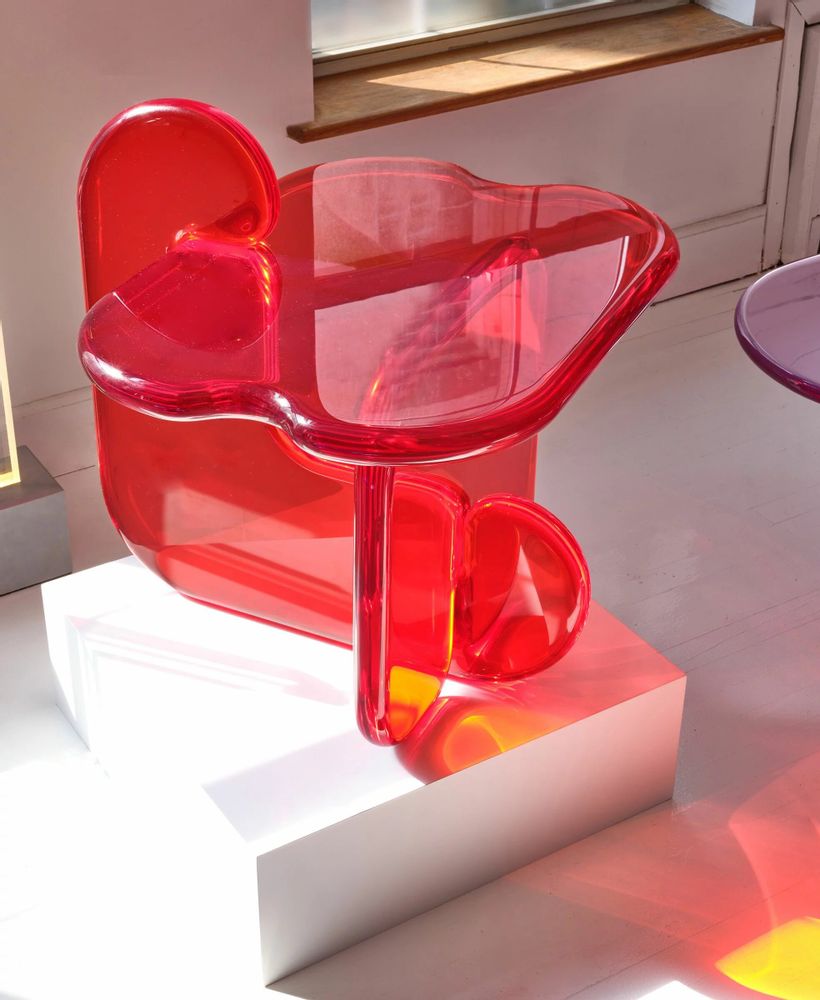 Autres tables  - Table d'appoint PLUMP en résine polyuréthane rouge - TULESTE FACTORY