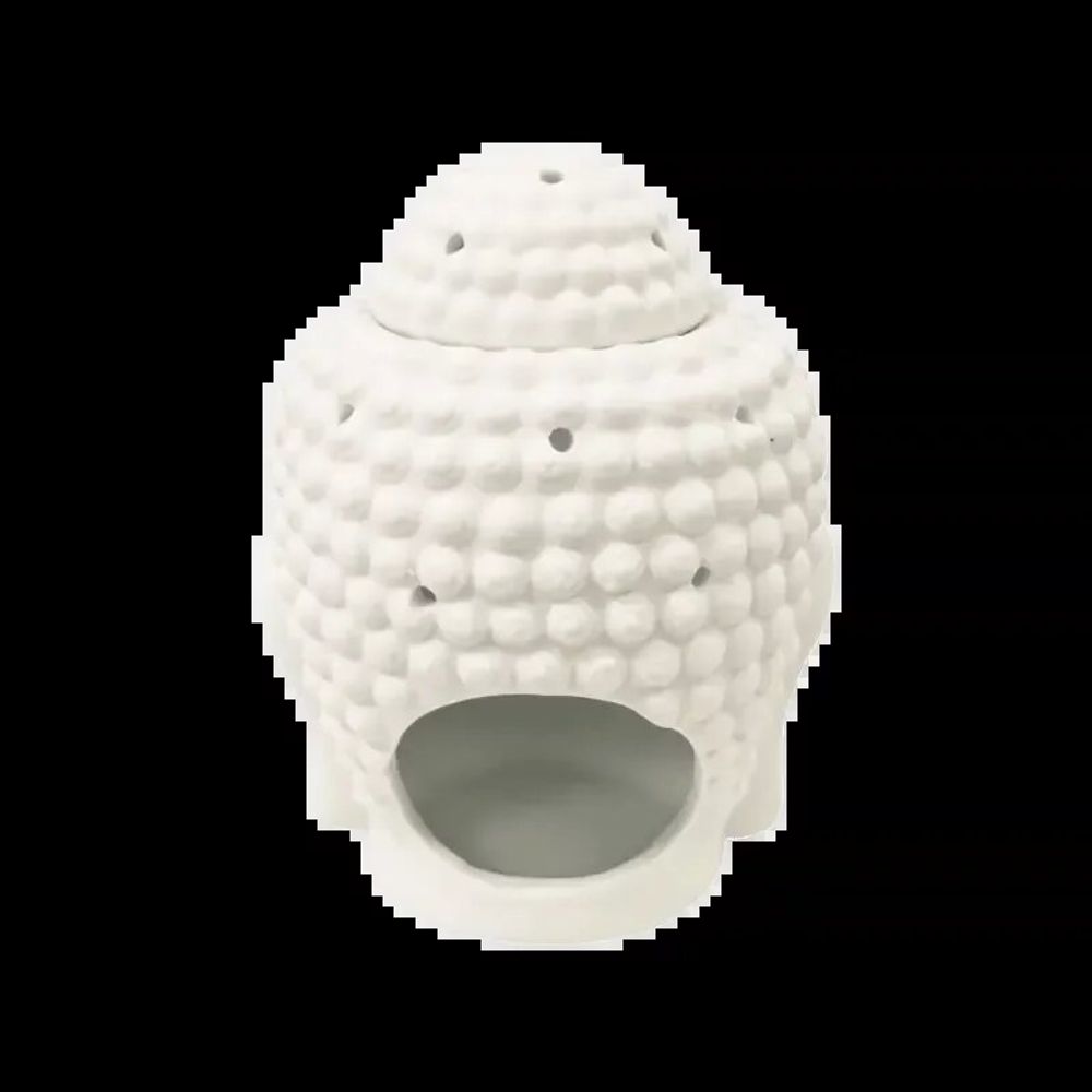 Senteurs - Brûleur Huile Céramique Tête de Bouddha Blanc 14cm - ARABESK