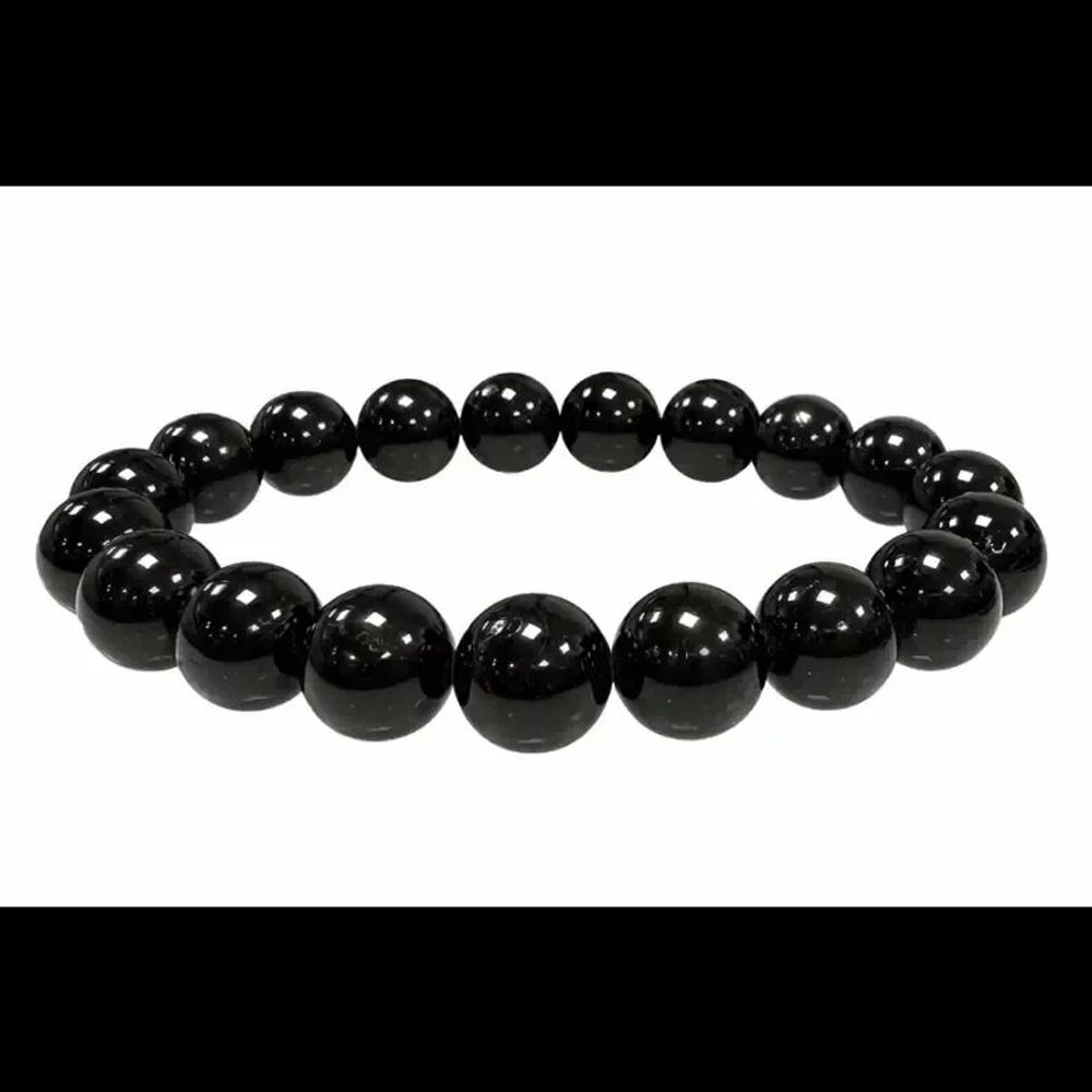Bracelets - A grade black tourmaline 10mm pearls bracelet - ARABESK