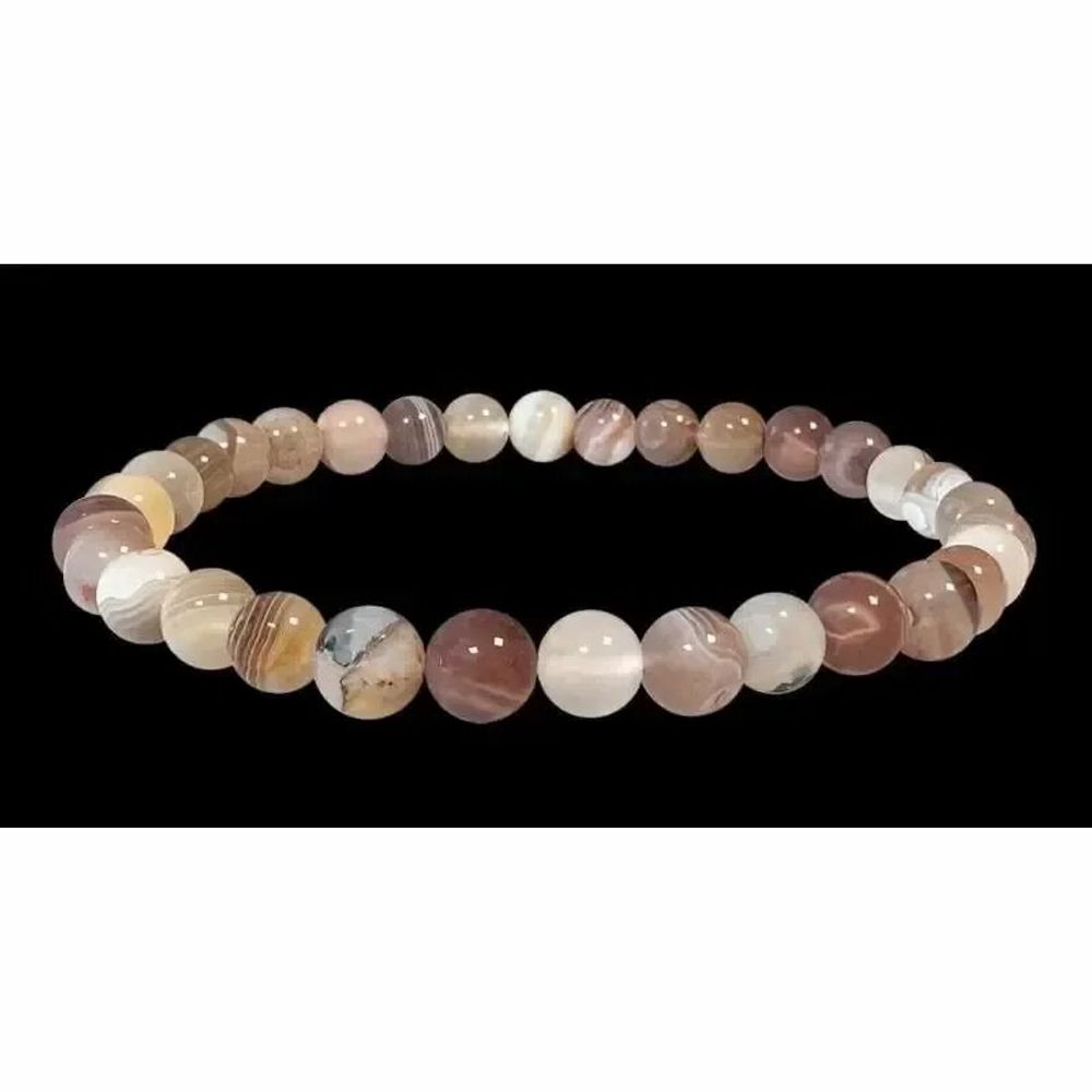 Bracelets - Agate Botswana AA 6mm pearls Bracelet - ARABESK