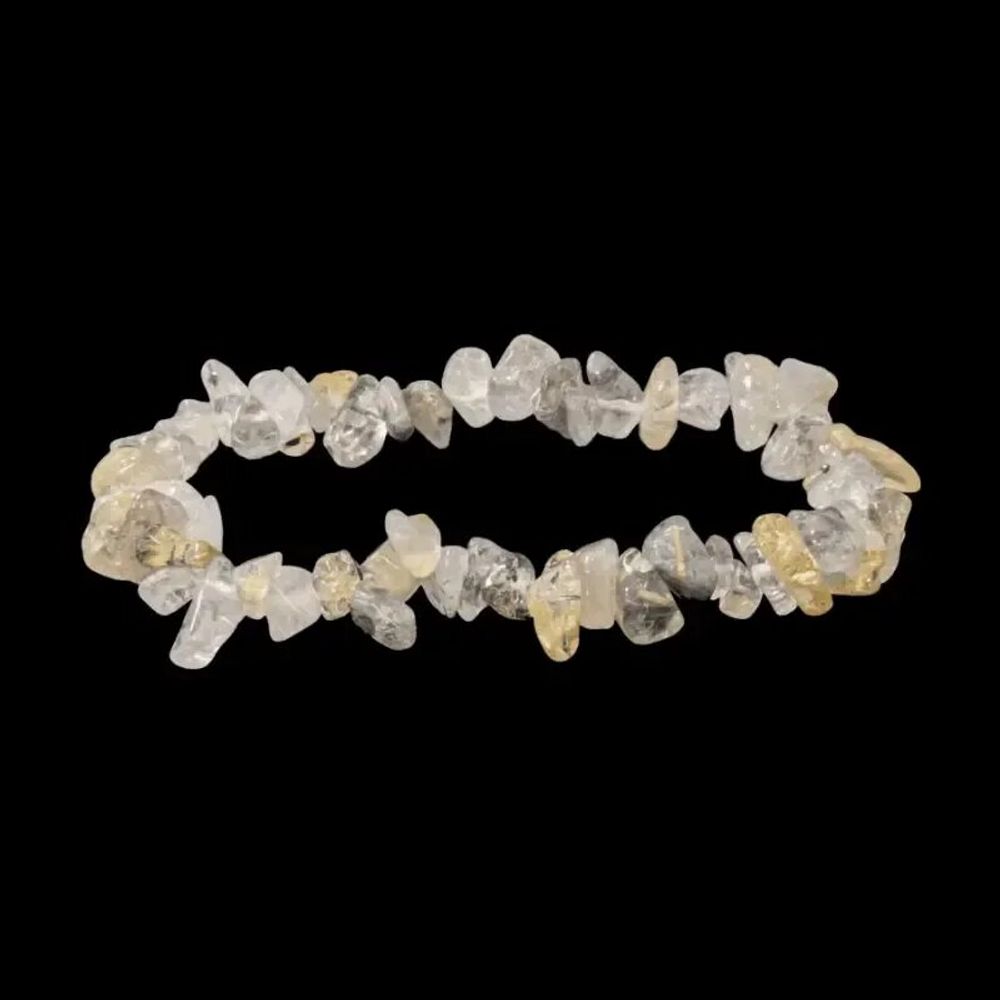 Bracelets - Bracelet Quartz Rock Crystal Rutile chips - ARABESK