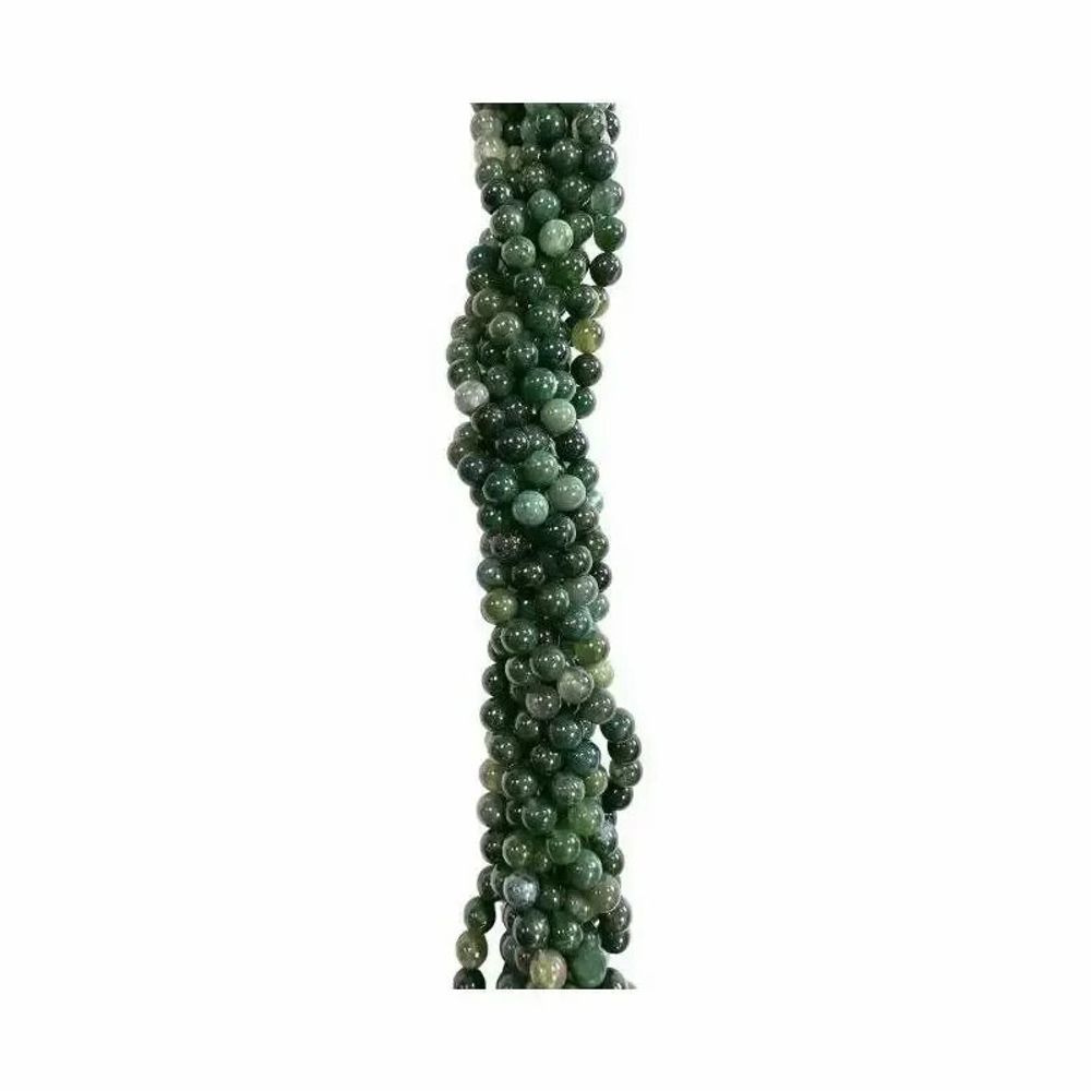 Bijoux - Agate Mousse perles 10mm sur fil 40cm - ARABESK
