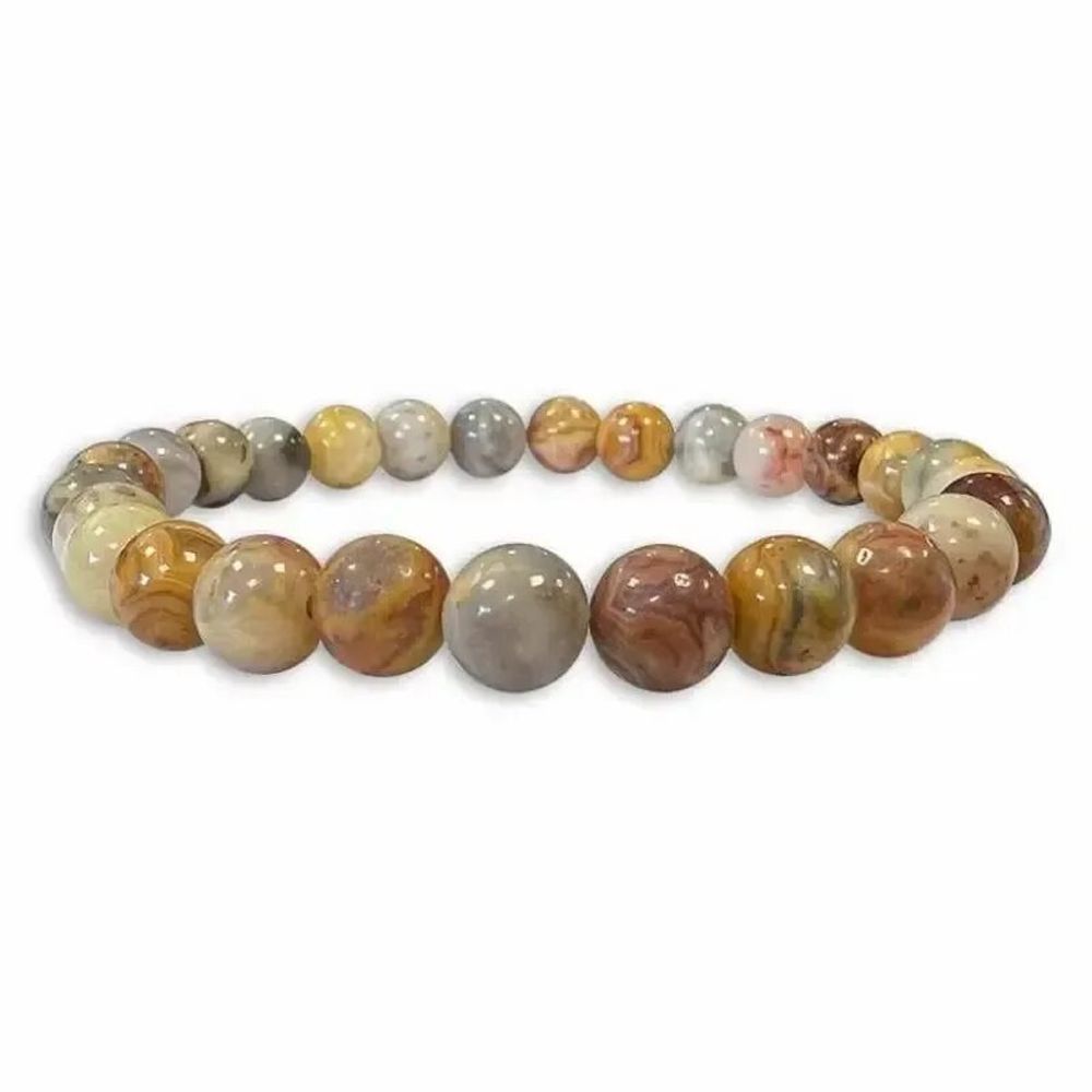 Bracelets - Crazy Lace Agate 6mm pearls bracelet - ARABESK