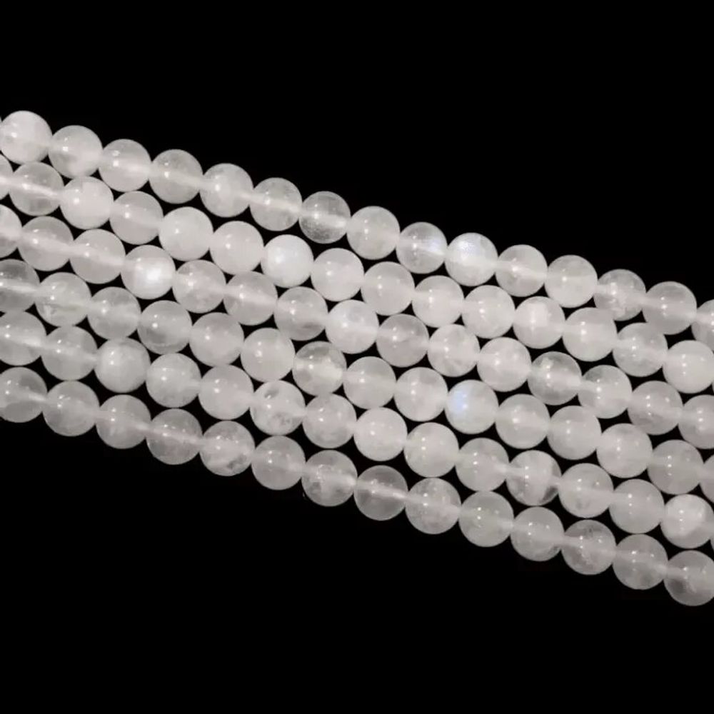 Bijoux - Pierre de Lune blanche Péristérite AA perles 8mm sur fil 40cm - ARABESK