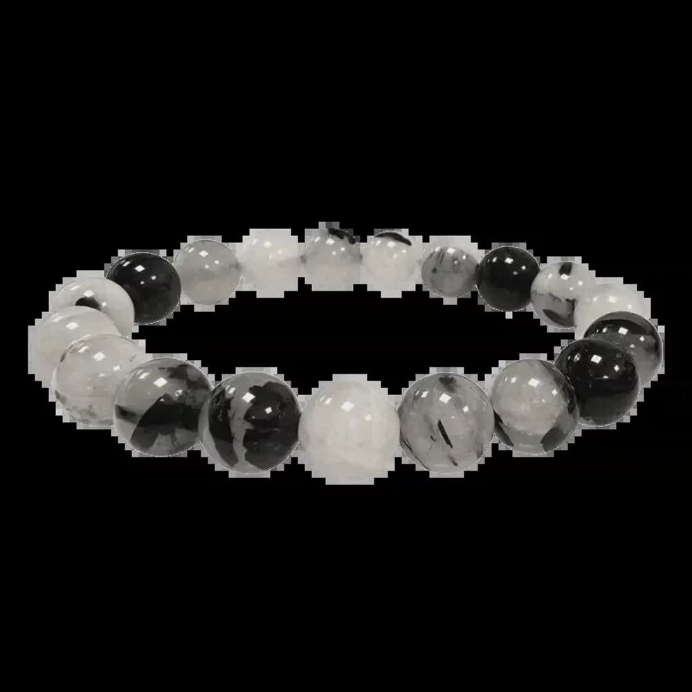 Bracelets - Bracelet Rock crystal Tourmaline A beads 10mm - ARABESK