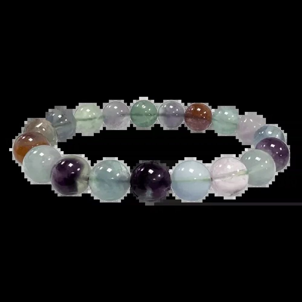 Bracelets - Multicolor Fluorite 10mm pearls bracelace - ARABESK