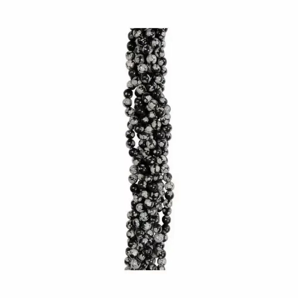 Jewelry - Obsidian snowflake 6mm pearls on string - ARABESK