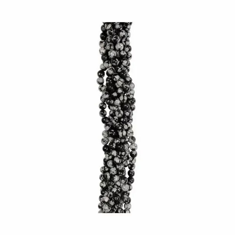 Jewelry - Obsidian snowflake 8mm pearls on string - ARABESK