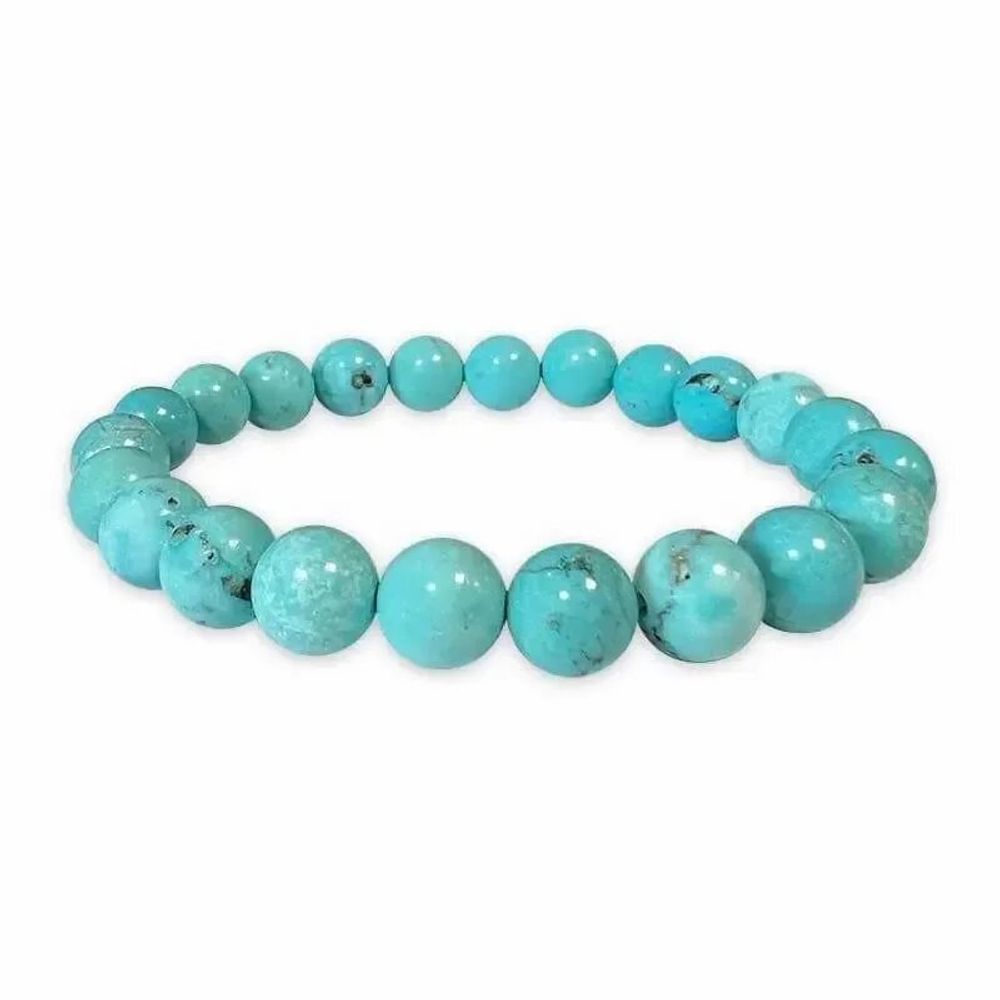 Bracelets - Turquenite natural tinted Howlite A 8mm pearls bracelet - ARABESK