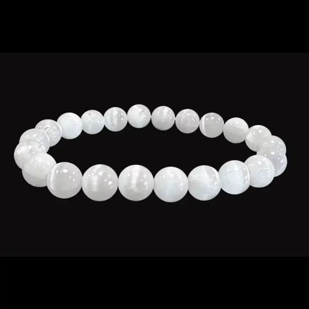 Bracelets - Bracelet Sélenite Oeil de Chat AA perles 8mm - ARABESK