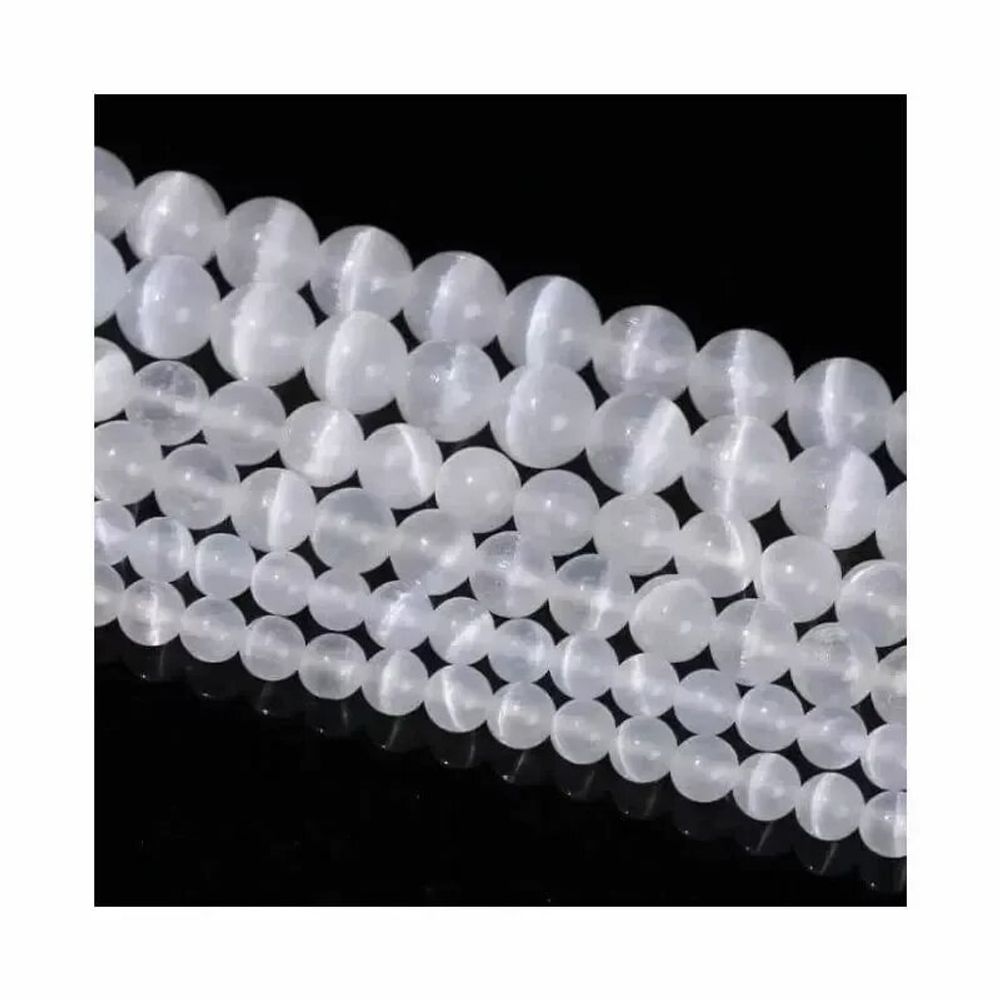 Jewelry - Selenite Cat's Eye AA beads 10mm on 40cm wire - ARABESK