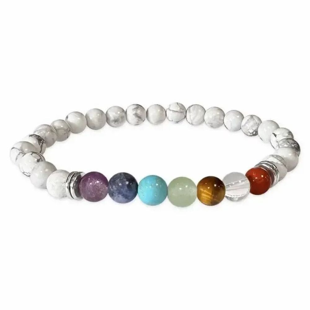 Bracelets - 7 chakras Howlite 6mm A pearls bracelet - ARABESK