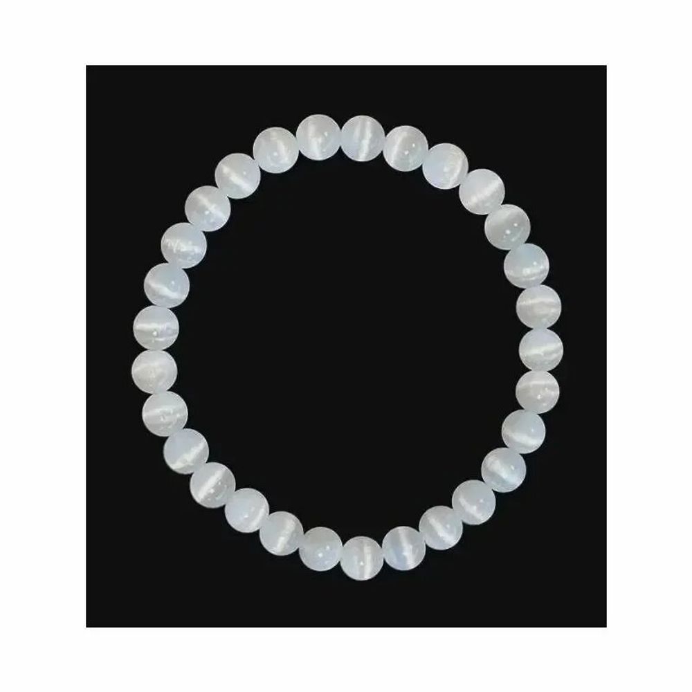 Bracelets - Bracelet Sélenite Oeil de Chat AA perles 6mm - ARABESK
