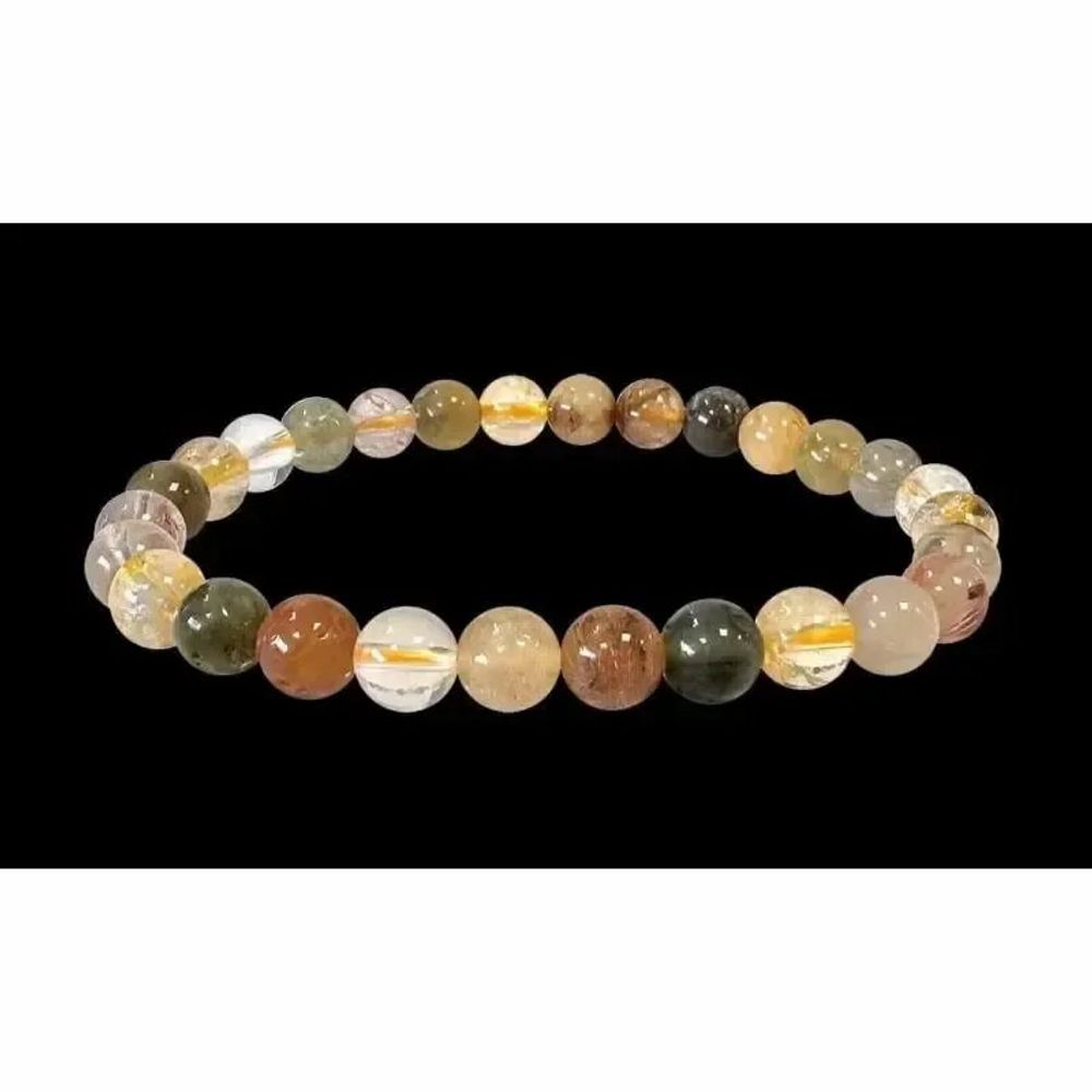 Bracelets - Multicolor Rutilated Quartz A bracelet 6mm pearls - ARABESK