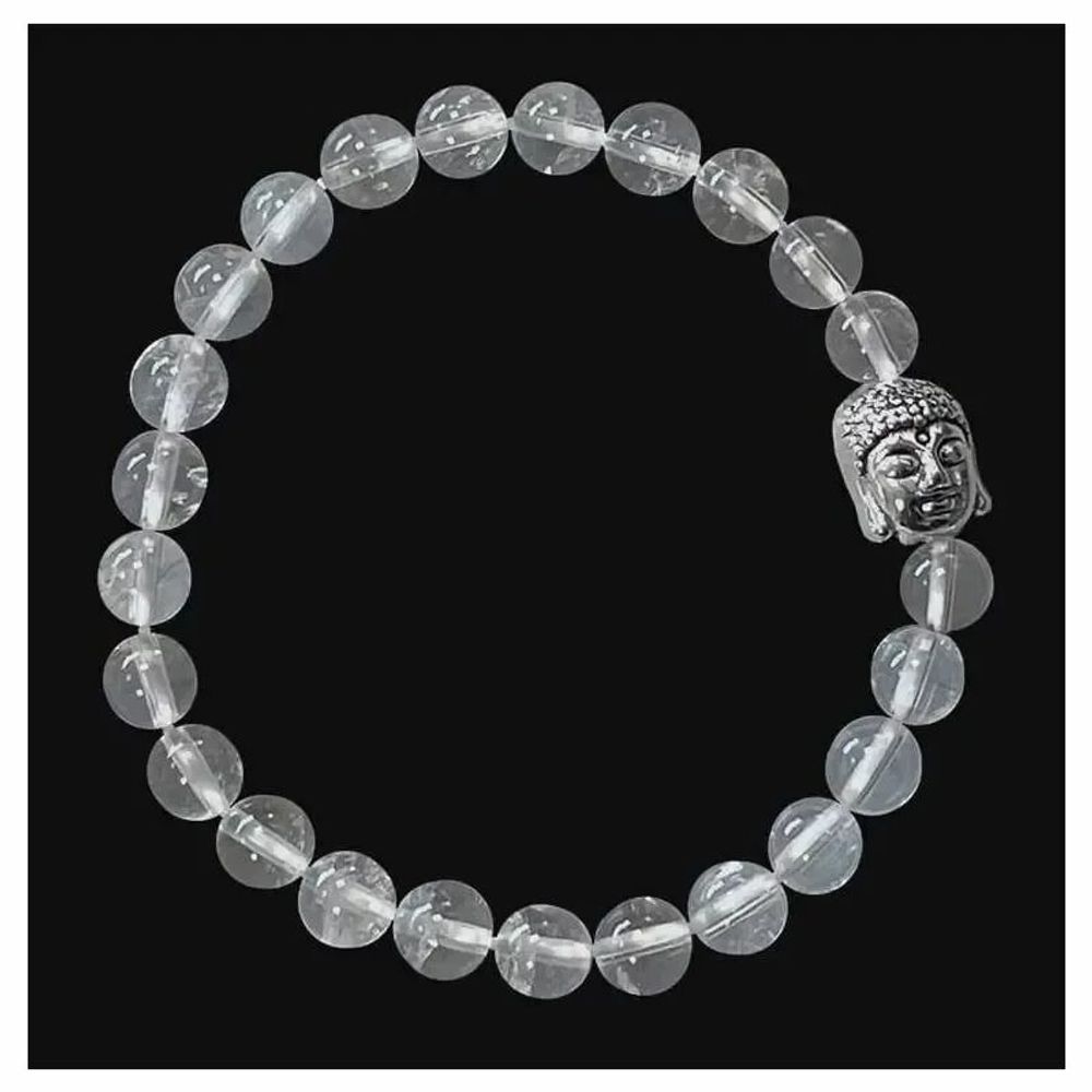 Bracelets - Bracelet Cristal de roche & Bouddha perles 6mm - ARABESK