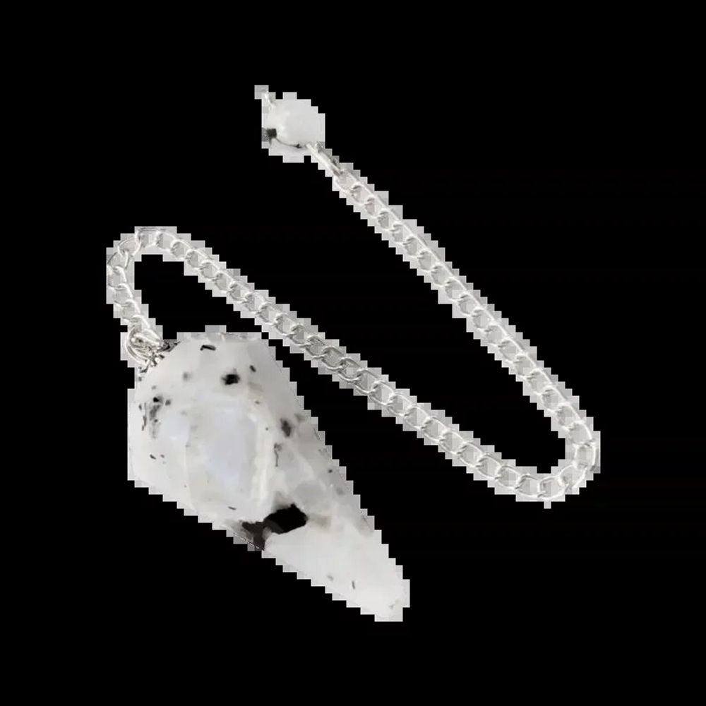Bijoux - Pendule Pierre de Lune Blanche Péristérite conique 6 faces - ARABESK