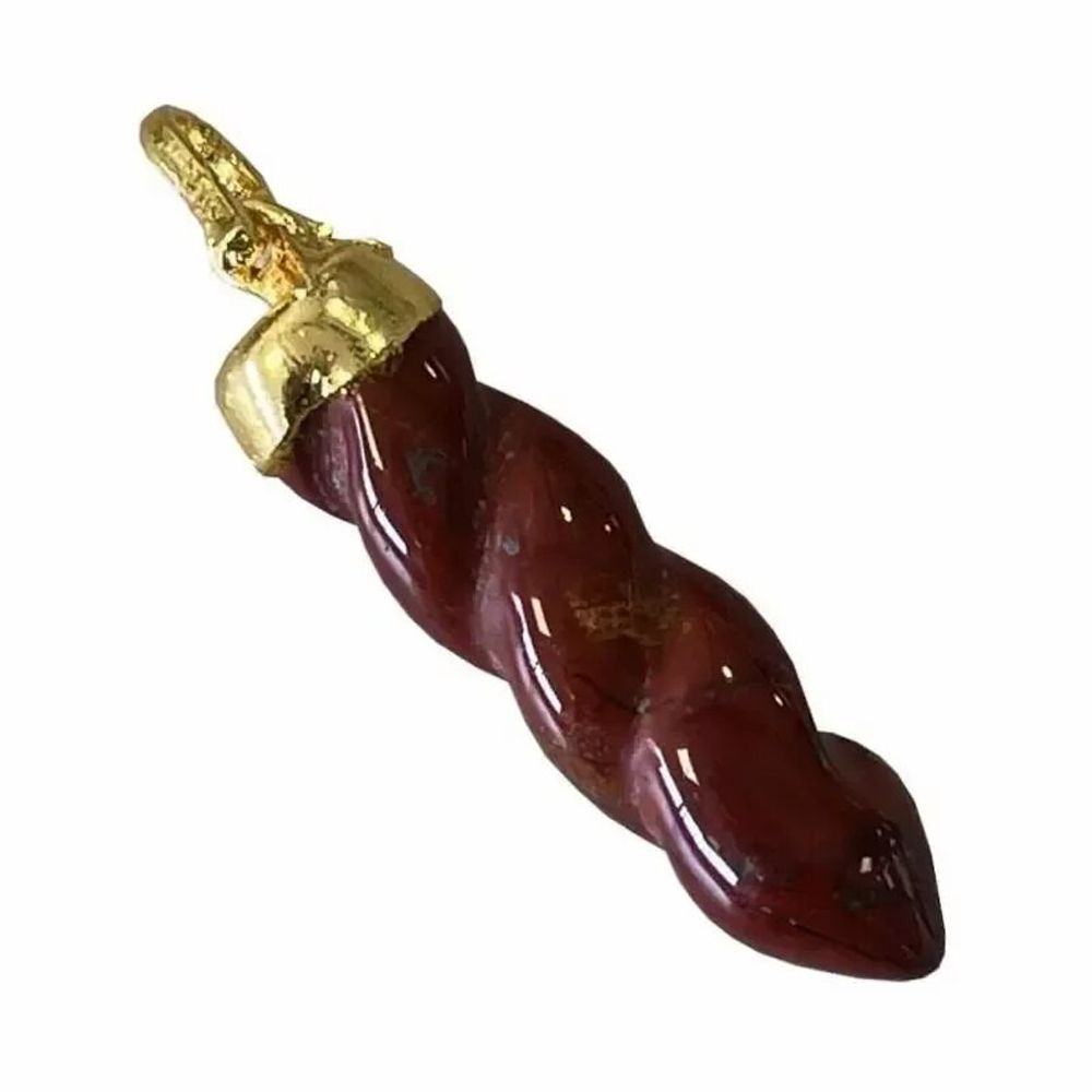 Bijoux - Pendentif Jaspe Rouge métal torsadé - ARABESK