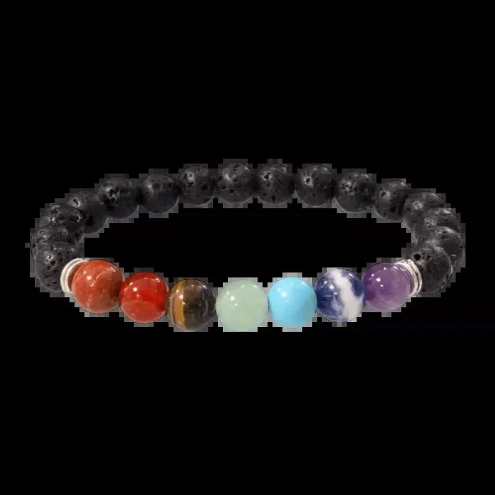 Bracelets - Bracelet pierre de lave 7 chakras perles 8mm - ARABESK