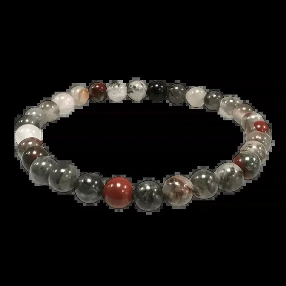 Bracelets - Bloodstone heliotrope jasper bracelet beads 6-7mm - ARABESK