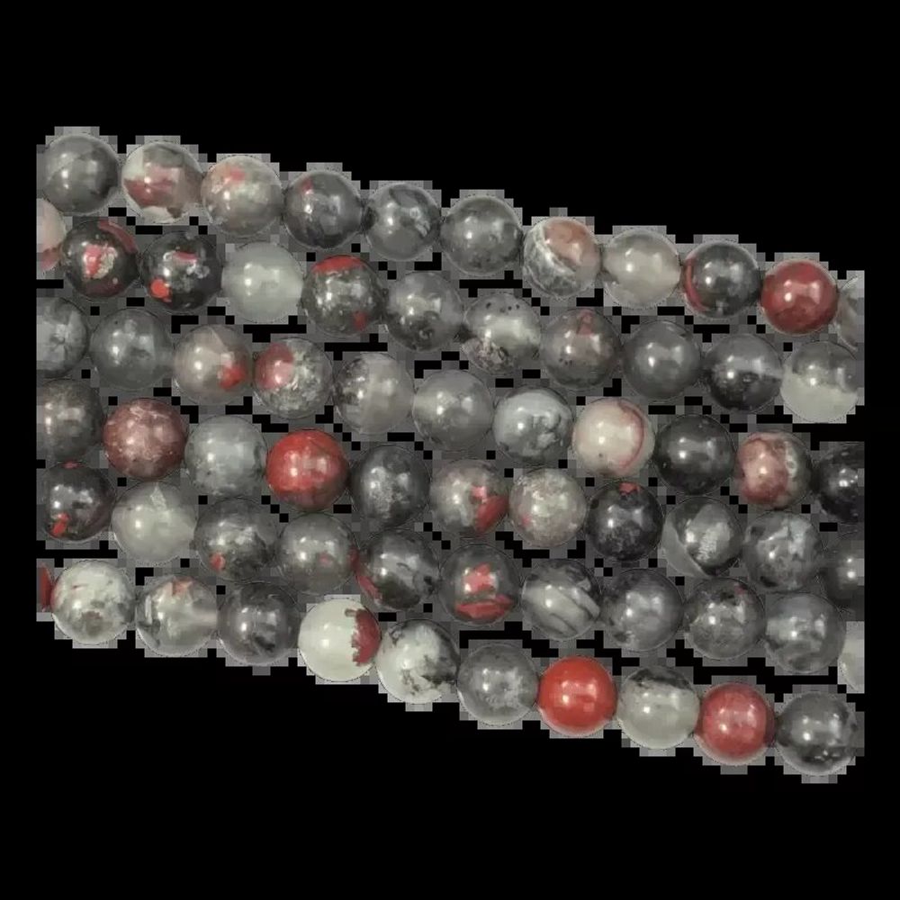 Bijoux - Jaspe héliotrope Bloodstone perles 8mm sur fil 40cm - ARABESK