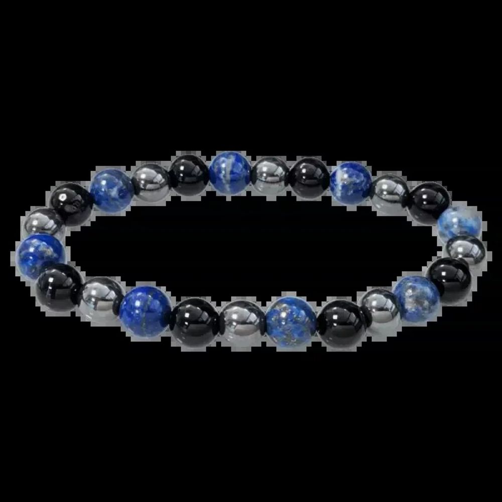 Bracelets - Bracelet Lapis Lazuli Hematite Onyx A perles 8mm - ARABESK