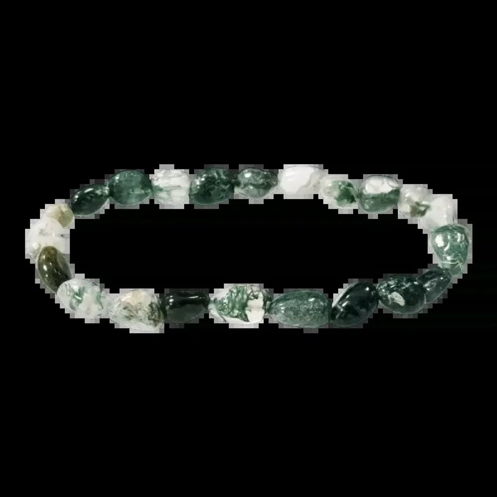 Bracelets - Moss Agate Bracelet With Tumbled Stones - ARABESK
