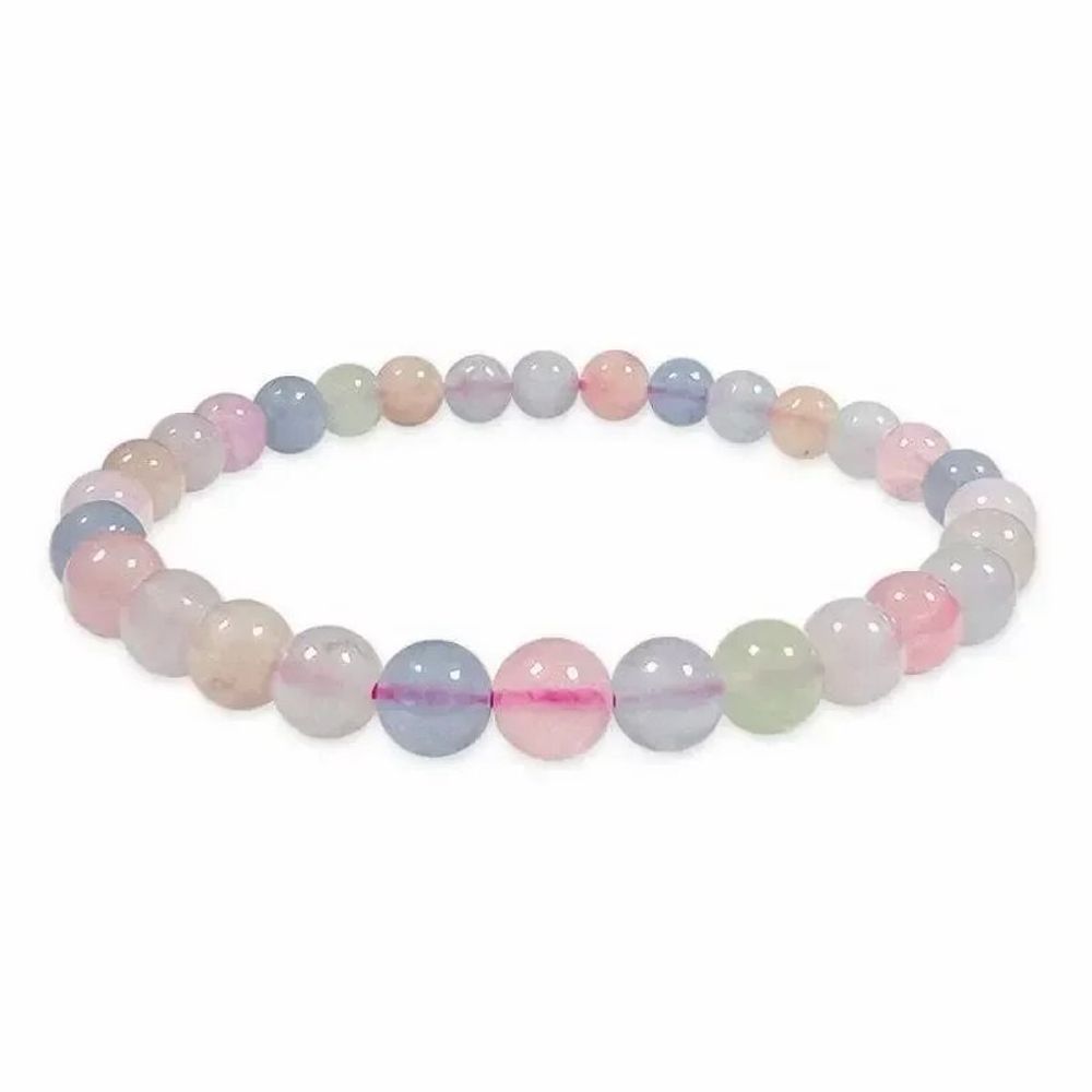Bracelets - Bracelet Béryls Aigue marine & Morganite A perles 6-7mm - ARABESK