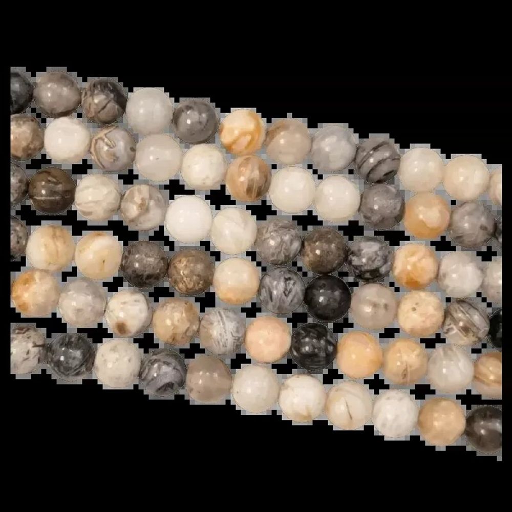 Bijoux - Agate Plume perles 6mm sur fil 40cm - ARABESK