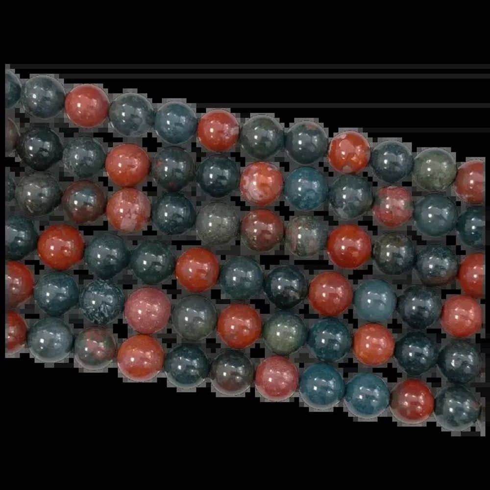 Jewelry - Bloodstone heliotrope jasper 10mm pearls on string - ARABESK