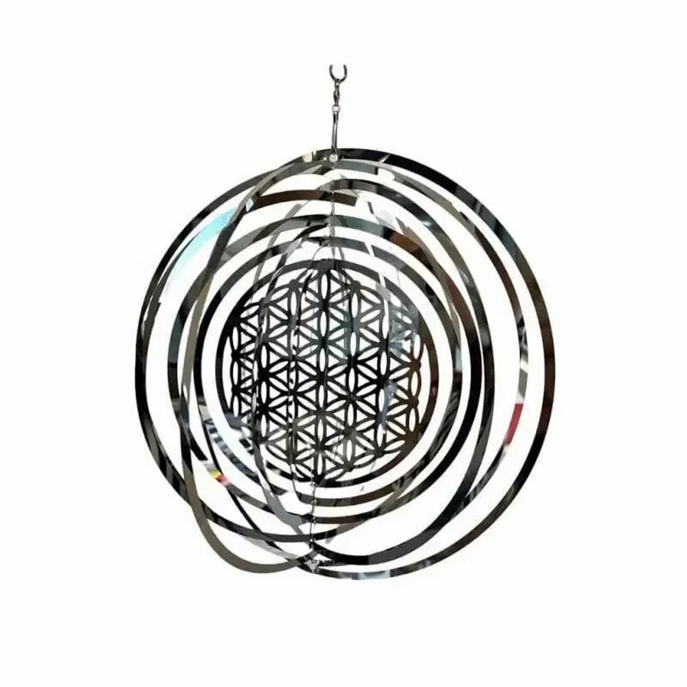 Decorative objects - Wind chime 3D steel flower of life 30cm - ARABESK