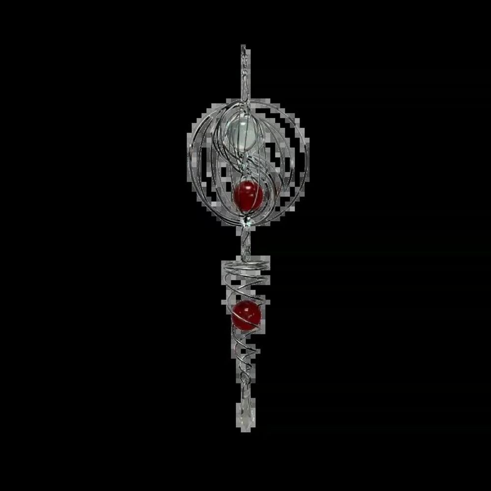 Decorative objects - Wind chime 3D steel yin yang spiral with red ball 10cm - ARABESK
