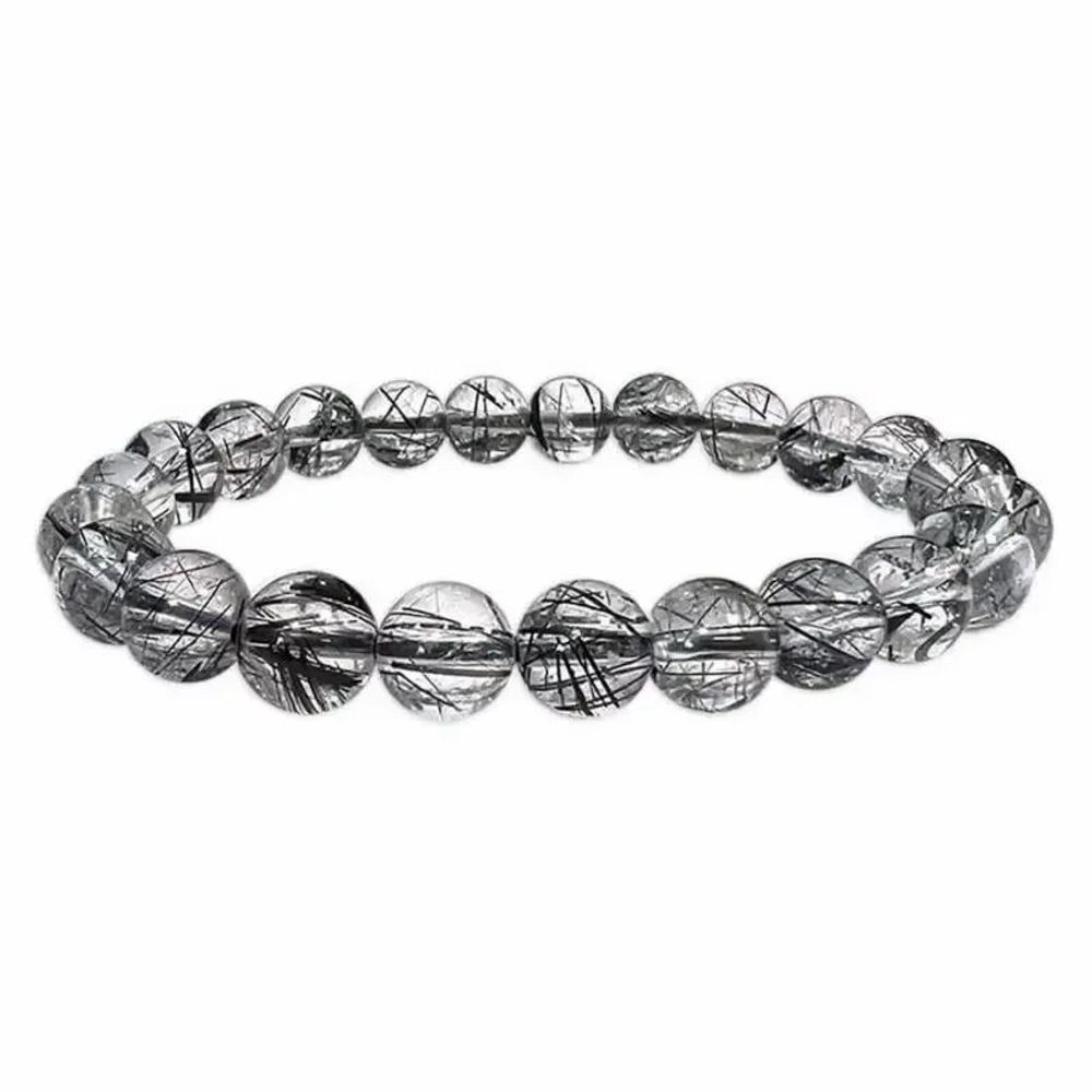 Bracelets - Bracelet Cristal de roche Tourmaline AAA perles 8m - ARABESK