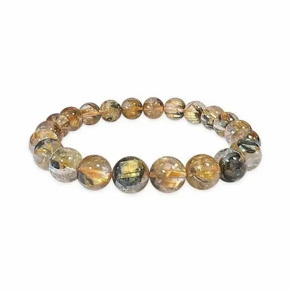 Bracelets - Rock Crystal Bracelet Rutile Hematite AAA beads 7.5-8.5mm - ARABESK