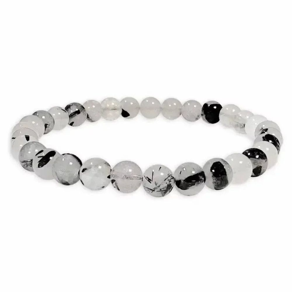 Bracelets - Rock Crystal Tourmaline A 6mm pearls bracelet - ARABESK