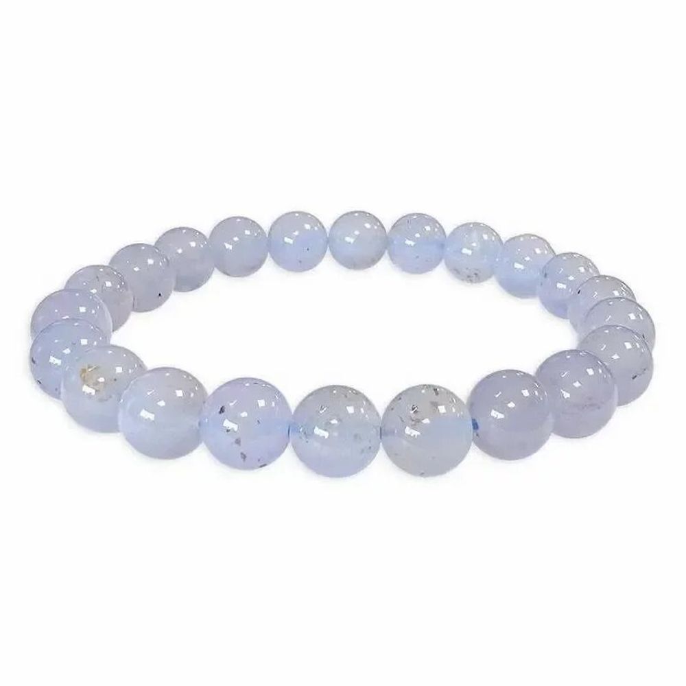 Bracelets - Bracelet Calcédoine bleue AA perles 8mm - ARABESK
