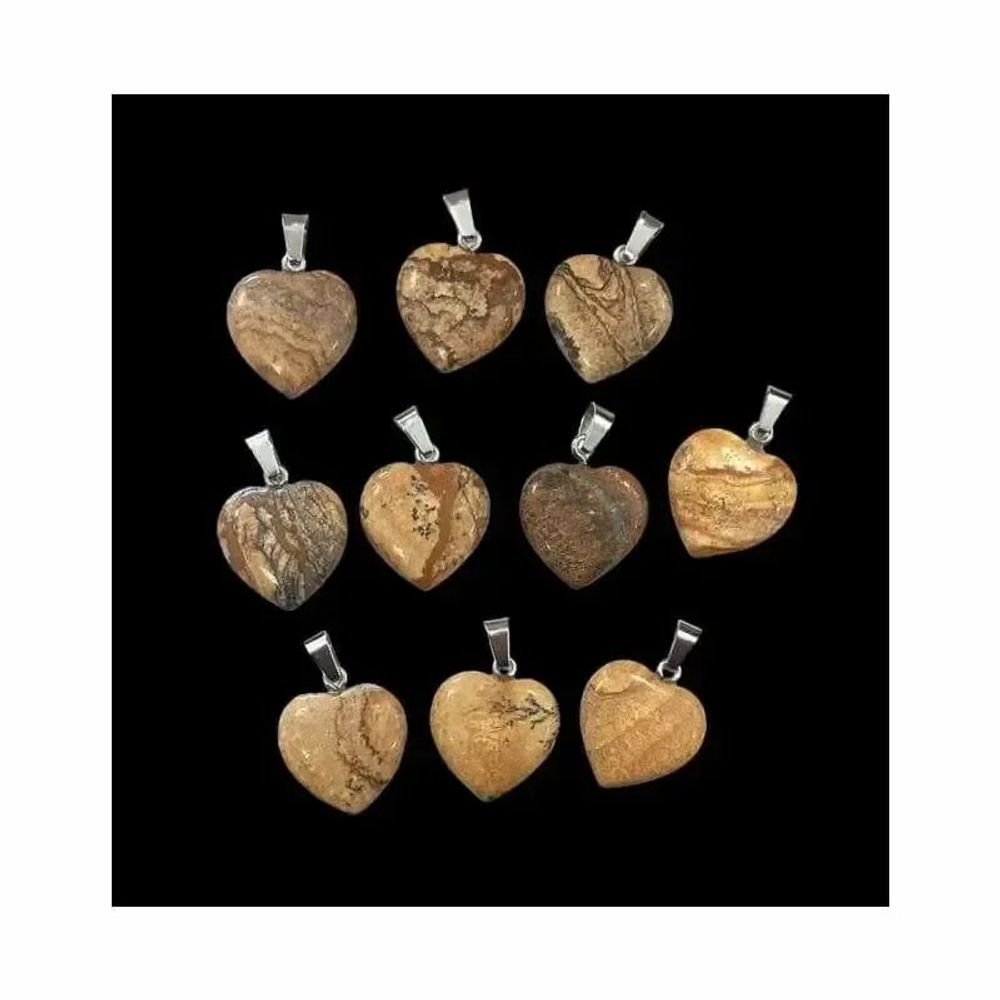 Bijoux - Pendentif Coeur Jaspe Paysage 20mm x10 - ARABESK
