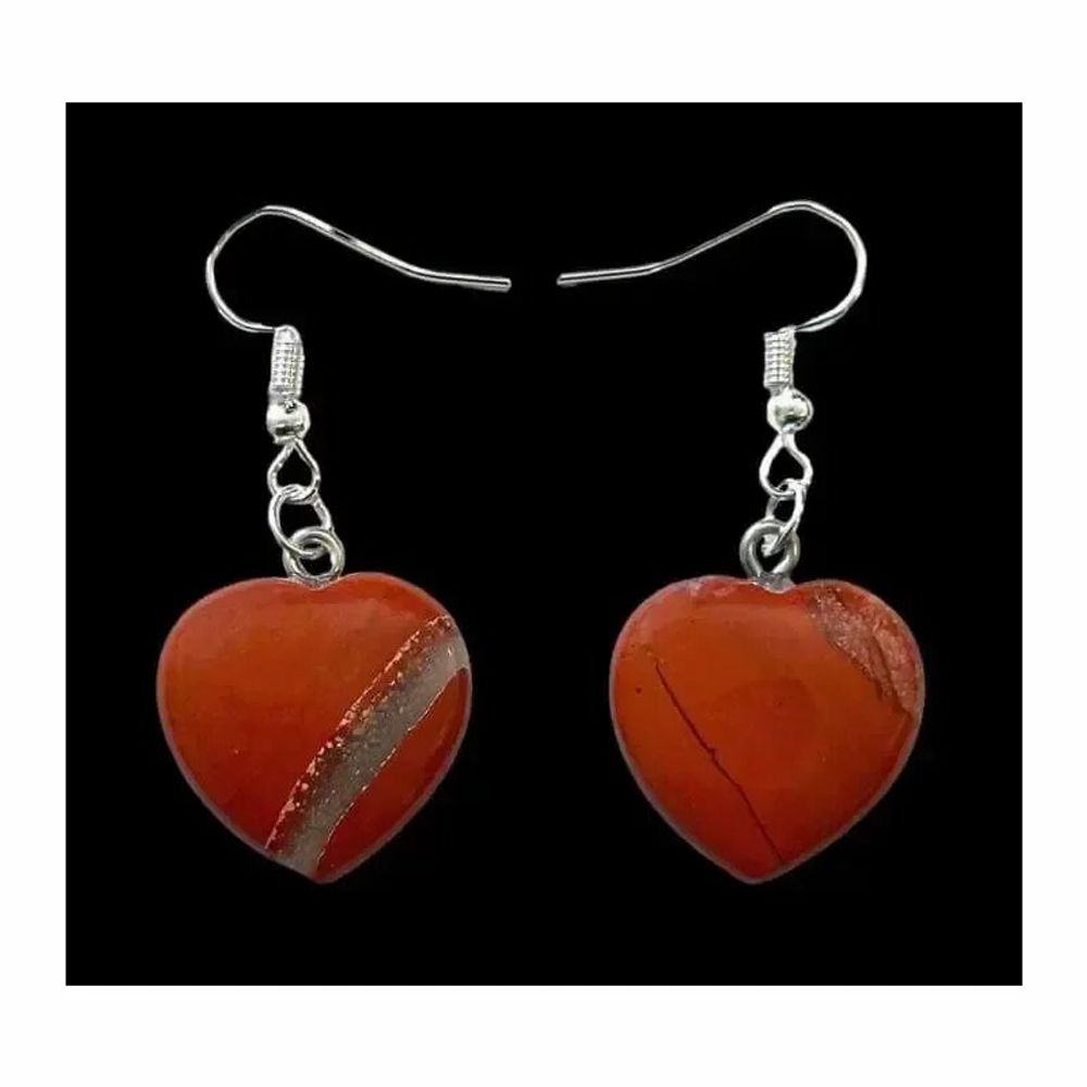 Bijoux - Boucles d'Oreilles Cœur Jaspe rouge 20mm - ARABESK