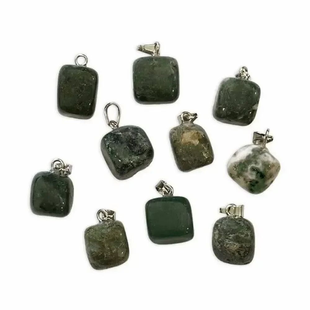 Bijoux - Pendentif pierre roulée Agate Mousse x 10 - ARABESK