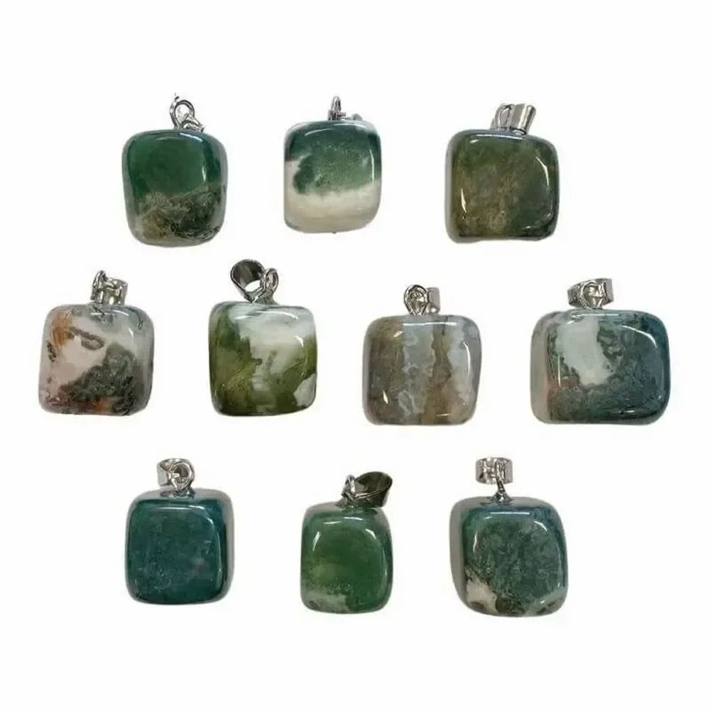 Bijoux - Pendentif pierre roulée Agate Mousse x 10 - ARABESK
